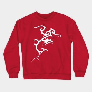 Minimalistic Japanese Tribal Style Dragon In White Crewneck Sweatshirt